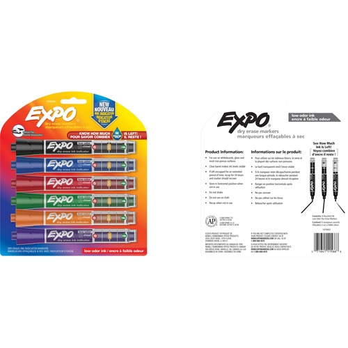 Expo Dry Erase Marker - Bold Marker Point - Chisel Marker Point Style - Assorted Alcohol Based Ink - 6 / Pack