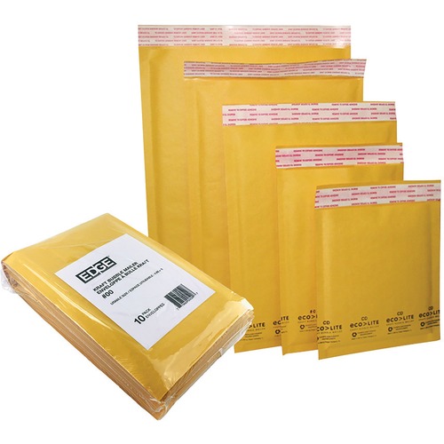 Spicers Paper Mailer - Bubble - #5 - 10 1/4" Width x 15" Length - Self-adhesive Seal - 10 / Pack - Golden - Bubble Mailers - SPLEDGBM009