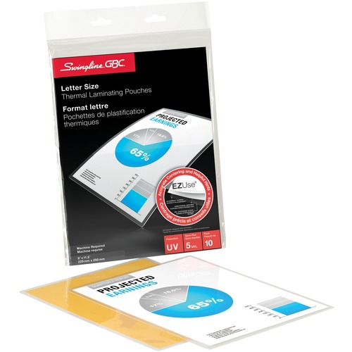 Swingline EZUse Laminating Pouch - Laminating Pouch/Sheet Size: 5 mil Thickness - UV Resistant - 10 / Pack