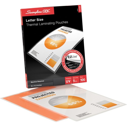 Swingline EZUse Laminating Pouch - Laminating Pouch/Sheet Size: 5 mil Thickness - UV Resistant - 100 / Pack