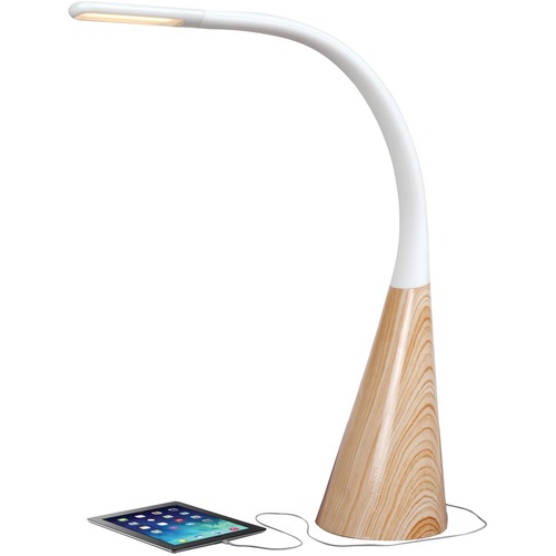 Vision 'CYGNUS' LED Desk Lamp - 20.50" (520.70 mm) Height - 4 W LED Bulb - 400 lm Lumens - Wood, Silicone - Desk Mountable - White