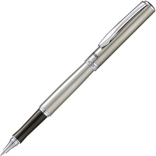 Pentel Sterling 0.7mm Gel Roller Pens - 0.7 mm Pen Point Size - Refillable - Black Liquid Gel Ink Ink - Silver Metal Barrel - 1 Each - Gel Ink Pens - PENK600LR7AE1