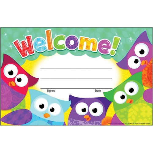 Trend Welcome! Owl Stars!, 5.50" x 11" - 30 / Pack - Certificates - TEPT81045