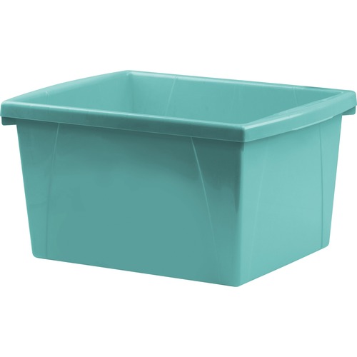 Storex Teal 4 Gallon Storage Bin - 15 L - Media Size Supported: Letter - Plastic - Teal - For Paper, Classroom Supplies, Book, Office Supplies - 6 / Pack