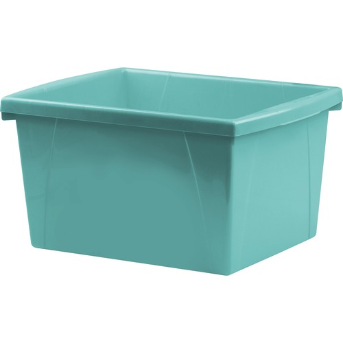 Storex 4 Gallon (15L) Classroom Storage Bin with Lid, Blue, 6-Pack