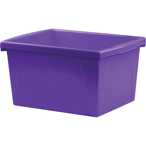 Storex Teal 4 Gallon Storage Bin - 15 L - Media Size Supported: Letter - Plastic - Purple - For School Supplies, Office Supplies, Paper, Workbook