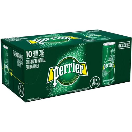 Perrier Bottled Water - 250 mL - Can - 10 / Case