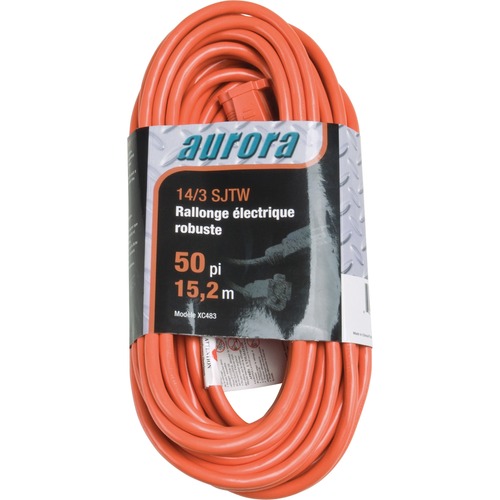 Aurora Tools Power Extension Cord - 300 V AC / 15 A - Orange - 50 ft Cord Length - 1