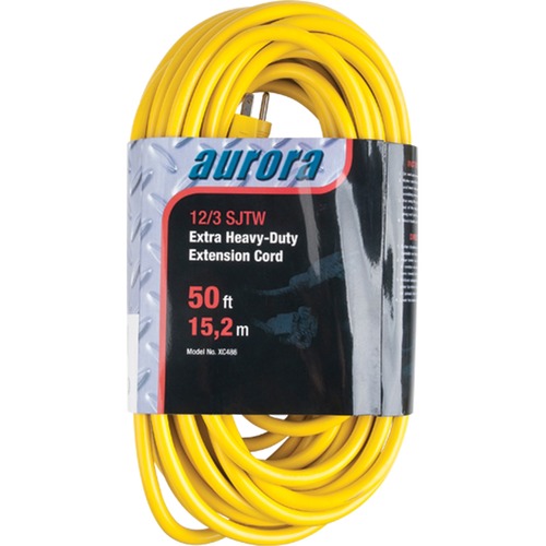 Aurora Tools Power Extension Cord - 300 V AC / 15 A - Yellow - 50 ft Cord Length - 1 - Extension Cords - RRAXC486