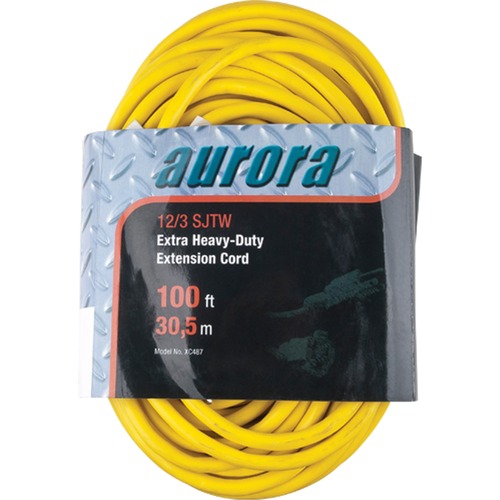 Aurora Tools Power Extension Cord - 300 V AC / 15 A - Yellow - 100 ft Cord Length - 1