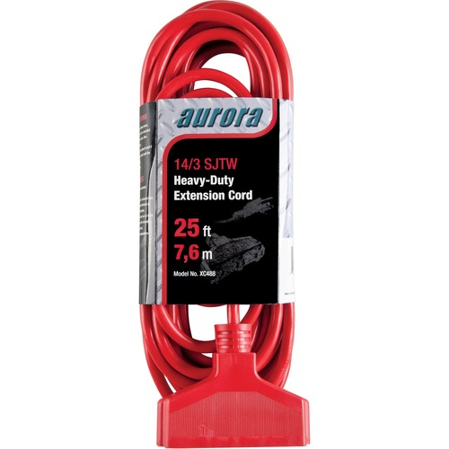 Aurora Tools Power Extension Cord - 300 V AC / 15 A - Red - 25 ft Cord Length - 1