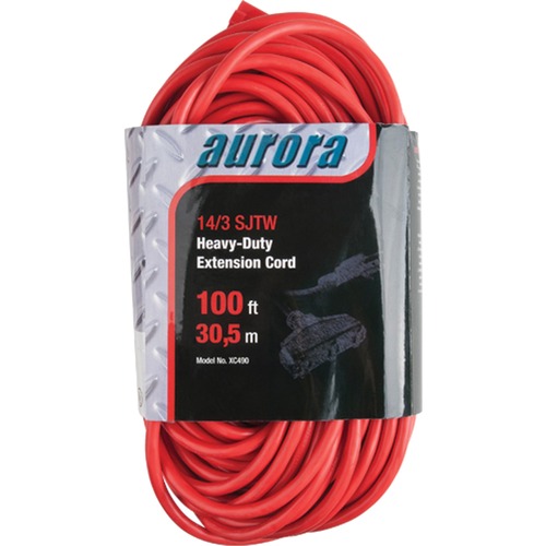 Aurora Tools Power Extension Cord - 300 V AC / 13 A - Red - 100 ft Cord Length - 1