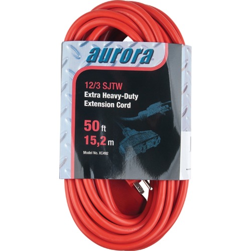 Aurora Tools Power Extension Cord - 300 V AC / 15 A - Red - 50 ft Cord Length - 1