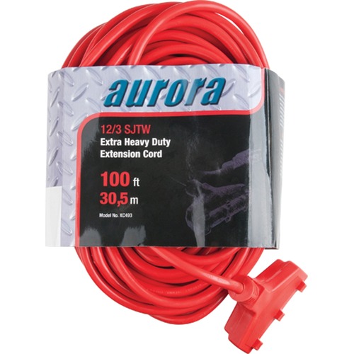Aurora Tools Power Extension Cord - 300 V AC / 15 A - Red - 100 ft Cord Length - 1