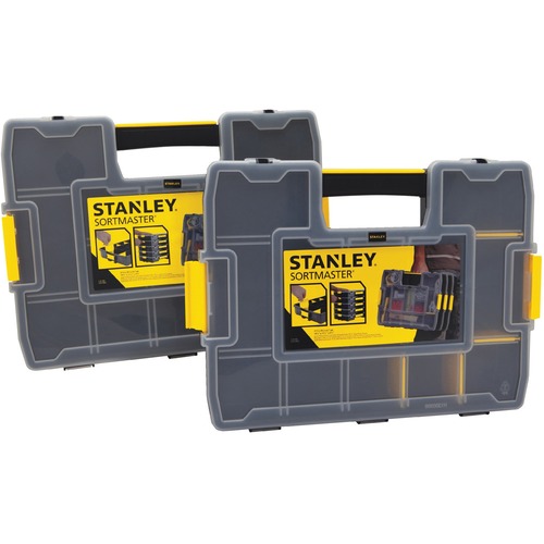 Stanley SortMaster Junior - External Dimensions: 14.7" Width x 11.5" Depth x 2.7" Height - Latch Lock, Lid Lock Closure - Stackable - Black, Yellow - For Tool, Hammer, Supplies - 1 Each