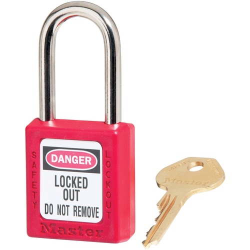 SCN Zenex SAL138 Padlock - Keyed Different - 0.25" (6.35 mm) Shackle Diameter - Thermoplastic Body, Metal Shackle - Red - 1 Each