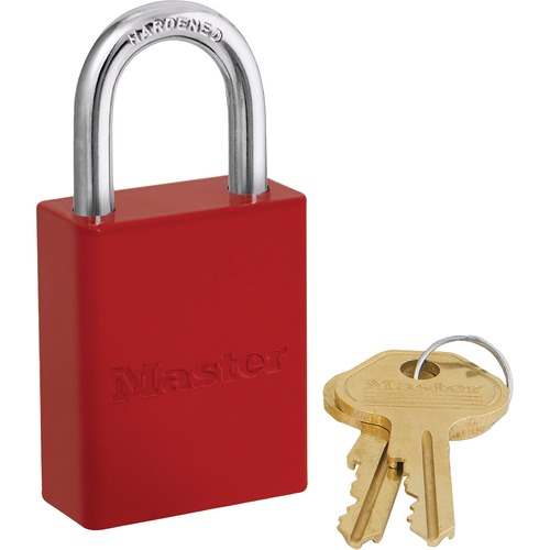 SCN SN709 Padlock - Keyed Different - 0.25" (6.35 mm) Shackle Diameter - Corrosion Resistant - Aluminum Body, Boron Steel Shackle - Red - 1 Each