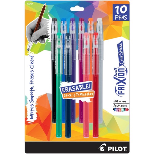 FriXion ColorSticks Erasable Gel Ink Pen - Fine Pen Point - 0.7 mm Pen Point Size - Assorted - 10 / Pack