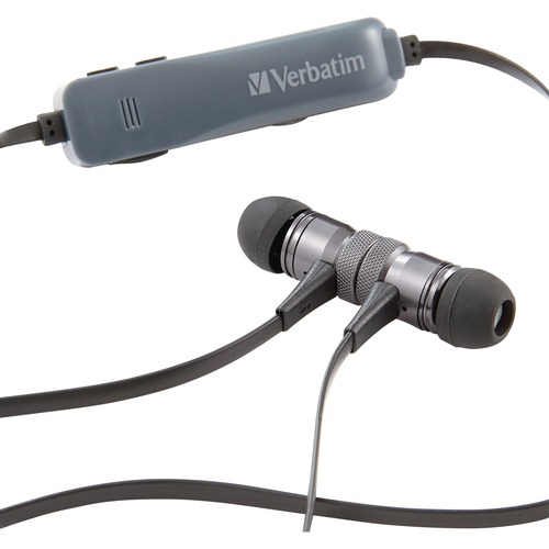 Verbatim Bluetooth Stereo Earphones with Microphone - Black - Stereo - Wireless - Bluetooth - 16 Ohm - 20 Hz - 20 kHz - Earbud, Behind-the-neck - Binaural - In-ear - Black