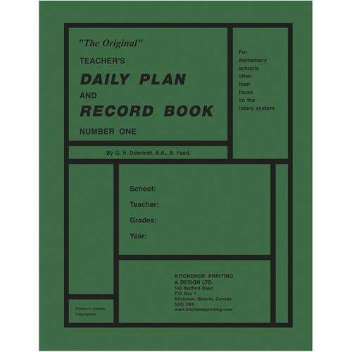 Innovative Kitchener Printing Teacher Daily Plan Books - Academic - Daily - 1 Day Single Page Layout - Spiral Bound - Time Table