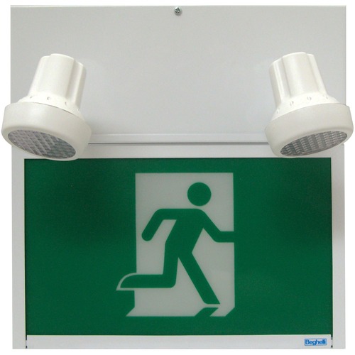 SCN Running Man Exit Sign - Exit Print/Message - 12.50" (317.50 mm) Holding Width x 12" (304.80 mm) Holding Height - Rectangular Shape - LED Light - Steel