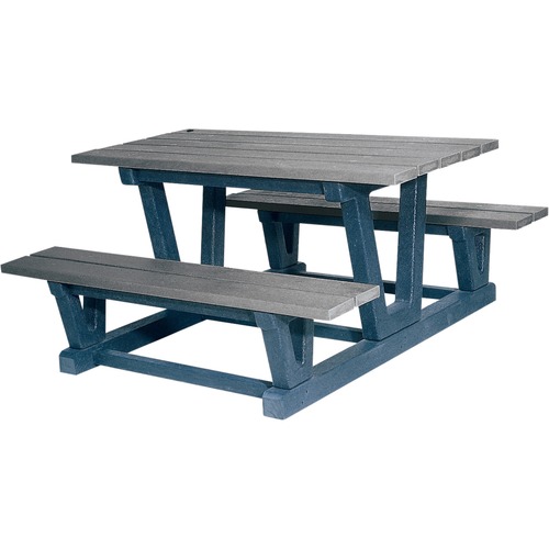 SCN Recycled Plastic Outdoor Picnic Tables - Gray Rectangle Top - 72" Table Top Length x 60.3" Table Top Width - 29.8" Height - Assembly Required - Gray
