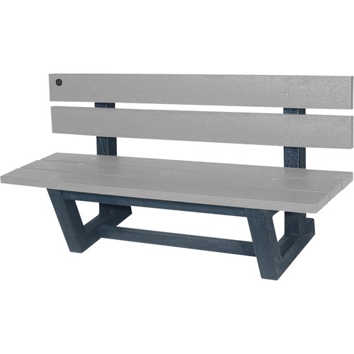 SCN Recycled Plastic Outdoor Park Benches - Gray Seat - Gray Back - Plastic
