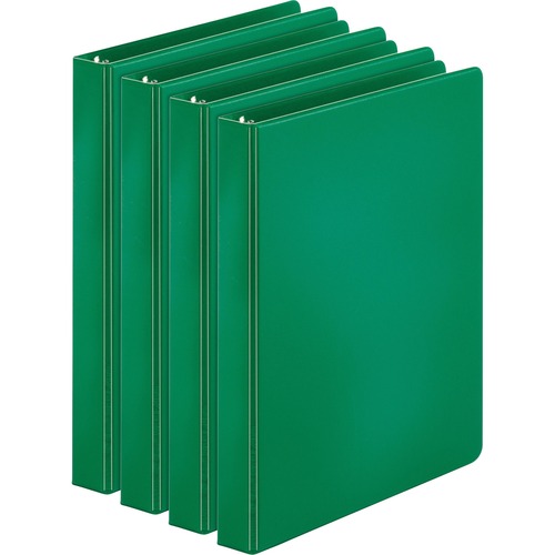 Business Source Basic Round Ring Binders - 1" Binder Capacity - Letter - 8 1/2" x 11" Sheet Size - 225 Sheet Capacity - 3 x Round Ring Fastener(s) - Inside Front & Back Pocket(s) - Chipboard, Polypropylene - Green - Exposed Rivet, Sturdy, Open and Closed 