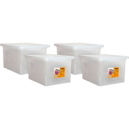 Lorell Stacking File Boxes - External Dimensions: 14.2" Width x 18" Depth x 10.8"Height - Media Size Supported: Letter, Legal - Interlocking Closure - Stackable - Plastic - Clear - For File - 2 / Carton