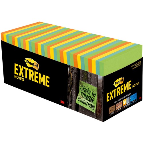 Post-it® Extreme Notes - 3" x 3" - Square - 45 Sheets per Pad - Green, Orange, Yellow, Blue - Self-adhesive - 1440 / Pack