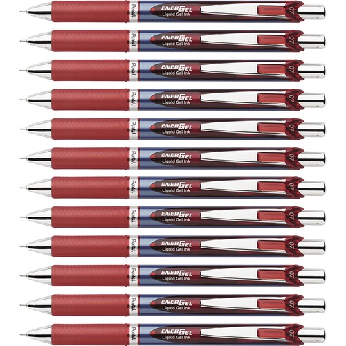 EnerGel EnerGel RTX Liquid Gel Pens - Medium Pen Point - 0.7 mm Pen Point Size - Needle Pen Point Style - Refillable - Retractable - Red Gel-based Ink - Blue Barrel - Stainless Steel Tip - 12 / Box