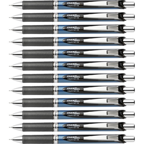 EnerGel EnerGel RTX Liquid Gel Pens - Medium Pen Point - 0.7 mm Pen Point Size - Needle Pen Point Style - Refillable - Retractable - Black Gel-based Ink - Blue Barrel - Stainless Steel Tip - 12 / Box