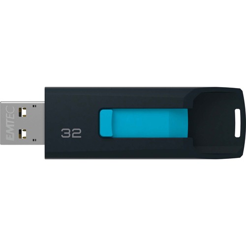EMTEC USB 2.0 B250 Slide Flash Drive - 32 GB - USB 2.0 - Black, Red - 1 Each