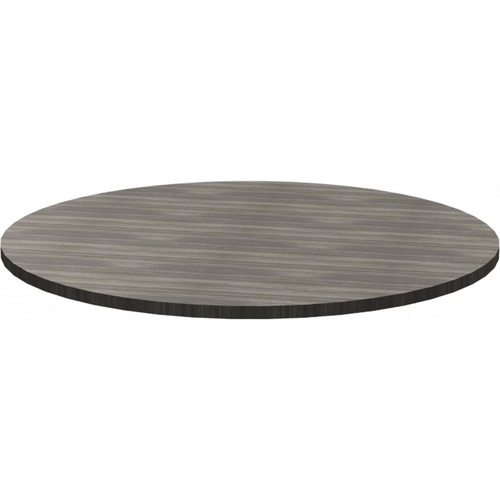 Heartwood HDL Innovations Round Meeting Tables - 1"41.5" Top, 0.1" Edge - Material: Wood Grain Top, Polyvinyl Chloride (PVC) Edge, Particleboard - Finish: Gray Dusk Top, Laminate Top