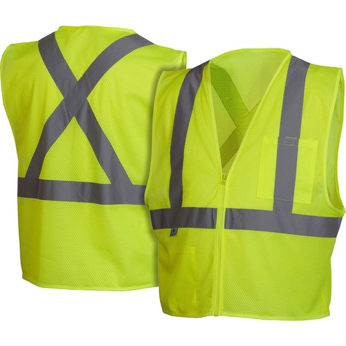 Impact Products Hi-Vis Work Wear Safety Vest - Reflective Strip, Lightweight - Medium Size - Visibility Protection - Zipper Closure - Polyester Mesh - Multi - 1 Each - Safety Vests - IMPRCZ2110M
