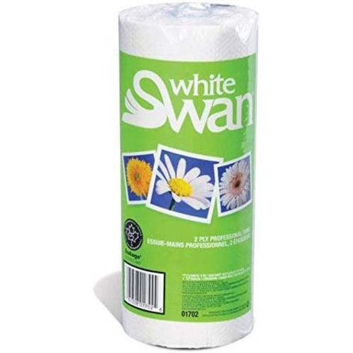 White Swan Professional Paper Towels - 2 Ply - 11" x 8.3" - 70 Sheets/Roll - White - Absorbent, Anti-contamination, Individually Wrapped - For Hand, Kitchen, Window -30 Rolls / Carton - Paper Towels - KRI01702