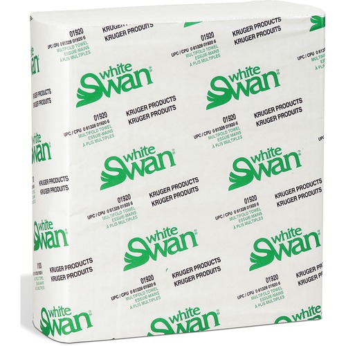 White Swan Multifold Paper Towels - 1 Ply - Multifold - 9" x 9.5" - White - Absorbent, Soft - For Hand - 4008 / Carton - Hand Towels and Dispensers - KRI01920