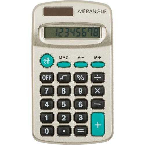 Merangue 8-Digit Handheld Calculator - Dual Power, Auto Power Off, Built-in Memory, Lightweight - 8 Digits - Battery/Solar Powered - 0.8" x 3.9" x 6.8" - Multi - 1 Each - Desktop Display Calculators - MGECC022BL