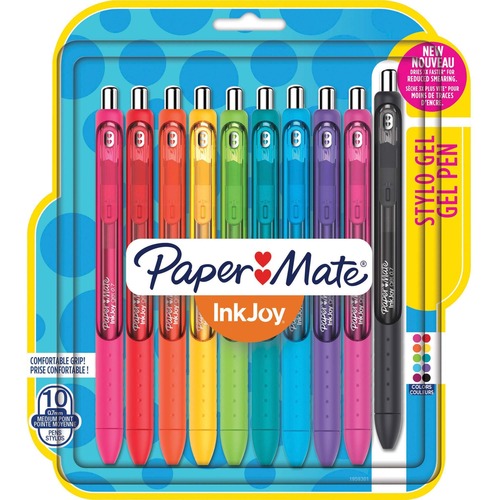 Paper Mate InkJoy Gel Retractable Pen - Medium Pen Point - 0.7 mm Pen Point Size - Retractable - Assorted Gel-based Ink - Assorted Barrel - 10 / Pack
