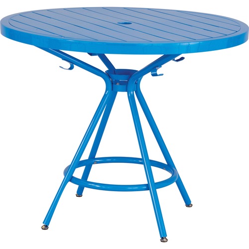 Safco CoGo Steel Indoor/Outdoor Steel Table - Round Top x 36.25" Table Top Diameter - 30" Height x 36.25" Width - Blue - Metal Top Material - 1 Each