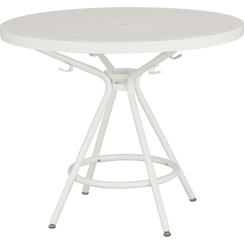 Safco CoGo Steel Indoor/Outdoor Steel Table - Round Top x 36.25" Table Top Diameter - 30" Height x 36.25" Width - White - Metal Top Material - 1 Each