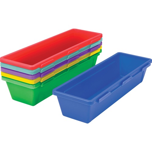 Storex Interlocking Storage Pencil Tray - 1.9" Height x 3" Width9.3" Length - Assorted - Plastic - 5 / Set - Desktop Organizers - STX00160B06C