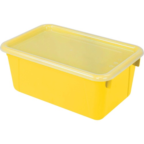 Storex Clear Lid Small Cubby Bin - 5.1" Height x 7.8" Width12.2" Length - Clear, Yellow Lid - Plastic - 1 Each - Storage Boxes & Containers - STX62410U05C