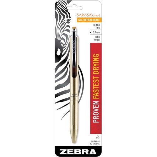 Zebra Pen Sarasa Grand Retractable Gel Pens - 0.7 mm Pen Point Size - Refillable - RetractableLiquid Gel Ink Ink - Brass Barrel - 1 / Pack