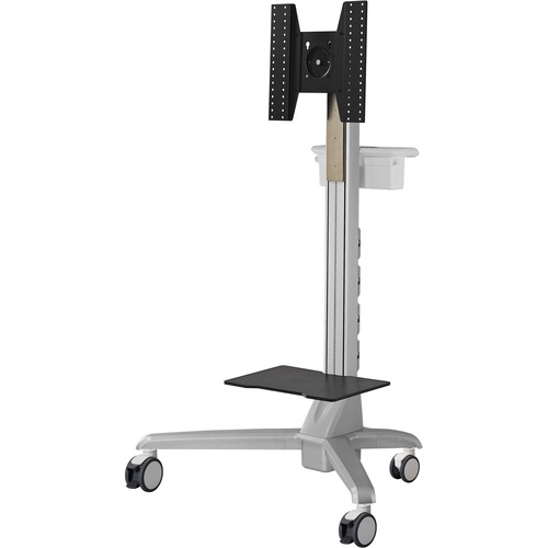 Amer Mobile Media Conference Computer & TV Display Cart - Up to 65" Screen Support - 35.09 kg Load Capacity - 67.40" (1712 mm) Height x 44.29" (1125 mm) Width x 32.28" (820 mm) Depth - Steel, Plastic, Aluminum Alloy