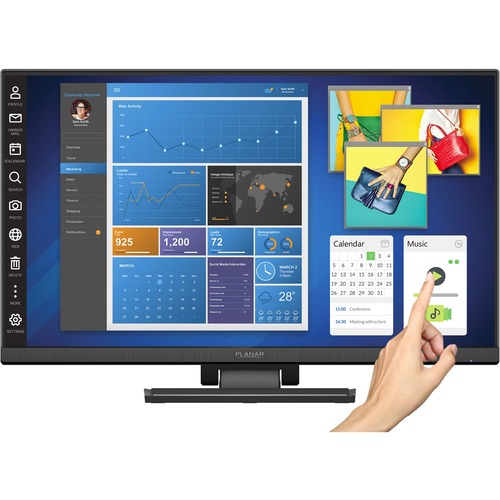 Planar Helium PCT2435 23.8" LCD Touchscreen Monitor - 16:9 - 14 ms - Projected CapacitiveMulti-touch Screen - 1920 x 1080 - Full HD - 16.7 Million Colors - 1,000:1 - 250 Nit - Edge LED Backlight - Speakers - HDMI - USB - VGA - Black - RoHS 2 - 3 Year - US