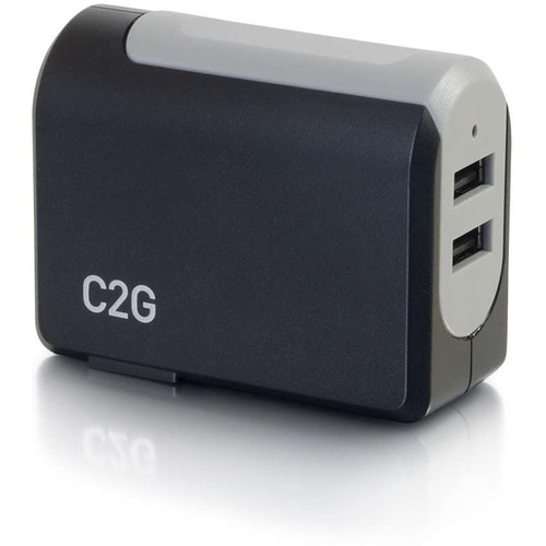 C2G 2-Port USB Wall Charger - AC Power Adapter - 120 V AC, 230 V AC Input - 4.9 V DC/4.80 A, 5.3 V DC, 4.8 V DC Output