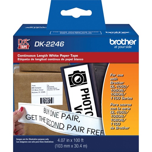 Brother Multipurpose Label - White - Paper - 1 Roll - Multipurpose Labels - BRTDK2246