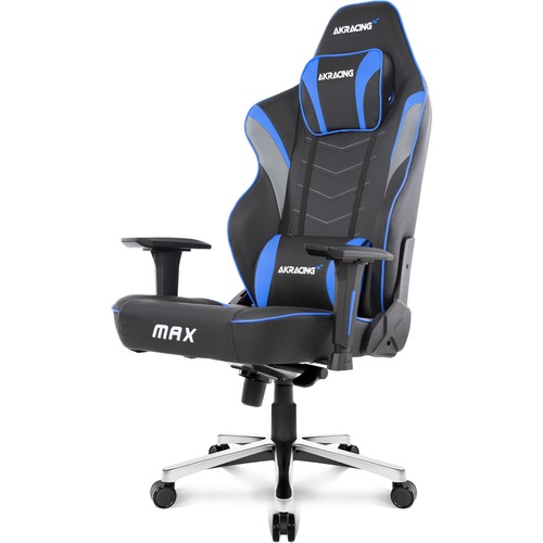 AKRacing Masters Series Max Gaming Chair - For Gaming - Metal, PU Leather, Foam, Aluminum - Blue