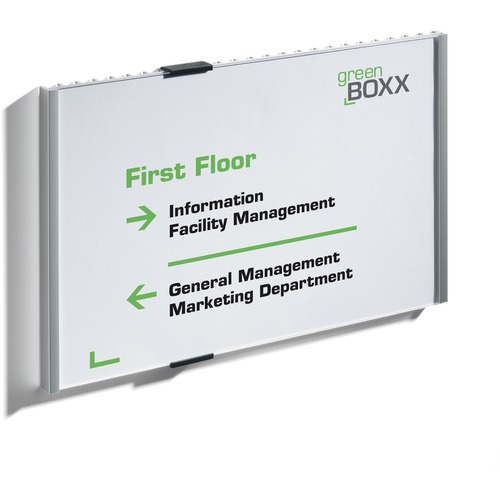 DURABLE® Wall Mounted INFO SIGN - 8-3/10" x 11-7/10" - Rectangular Shape - Acrylic, Aluminum - Updateable - Silver - 1 Pack